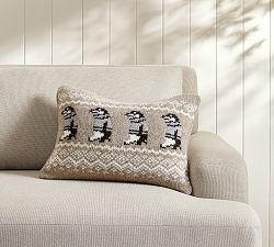 Penguin Fair Isle Knit Lumbar Pillow Cover