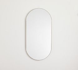 Open Box: Blake Pill Shaped Mirror - Tumbled Brass Frame