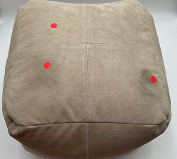 Open Box: Pieced Suede Pouf (18"Sq x 14"H) - Suede Leather Stone
