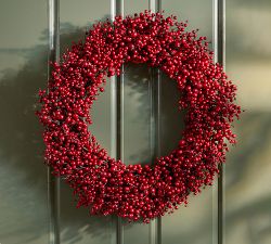 Faux Red Berry Pomegranate Wreath &amp; Garland