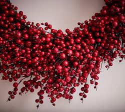 Faux Red Berry Pomegranate Wreath &amp; Garland