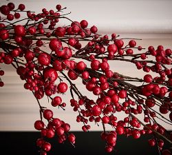Faux Red Berry Pomegranate Wreath &amp; Garland