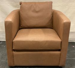 Open Box: Ayden Barrel Arm Leather Swivel Chair (32") - Aviator Umber