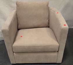Open Box: Ayden Barrel Arm Leather Swivel Chair (32") - Nubuck Wheat