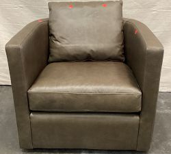 Open Box: Ayden Barrel Arm Leather Swivel Chair - Statesville Wolf Gray