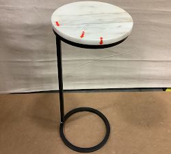 Open Box: Delaney Round Marble C Table (10") - Golden Calacatta, Bronze