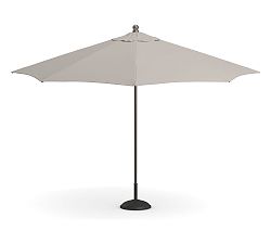 Open Box: Premium 9' Round Outdoor Patio Umbrella w/ Rustproof Aluminum Tilt Frame - Sunbrella® Flax, Silver Pole