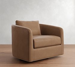 Open Box: Remmy Leather Swivel Armchair - Churchfield Taupe
