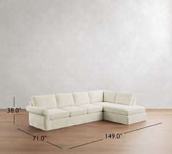 Pearce Roll Arm Deep Seat Slipcovered Return Bumper Sectional (119"&ndash;149")