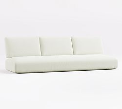 Cushion Only: Modern Farmhouse Outdoor Sectional RA Sofa; High Performance Heathered Canvas, White