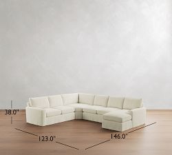 Pearce Square Arm Deep Seat Slipcovered 4-Piece Wedge Sectional (146")