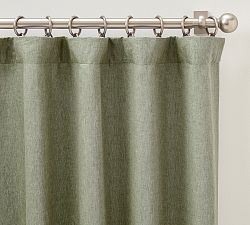 Open Box: Belgian Flax Linen Blackout Curtain, 100" W x 84" L - Loden