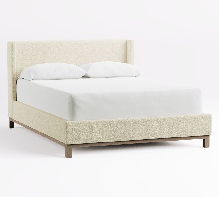Jake Upholstered Platform Bed Wood Base | Pottery Barn