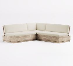 Indio Eucalyptus Modern Platform L-Shaped 3-Piece Outdoor Sectional (90")