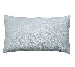 Open Box: Belgian Flax Linen Floral Stitch Quilted Shams, King, Set of 2 - Chambray