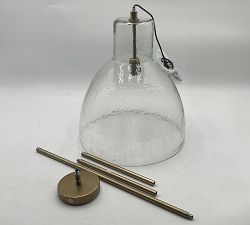 Open Box: Bridget Recycled Glass Pendant, Large (17"Diam.) - Tumbled Brass, Clear