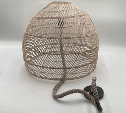 Open Box: Flora Rattan Pendant, Large (23"Diam.) - White Washed