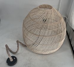 Open Box: Flora Rattan Pendant, Large (23"Diam.) - White Washed