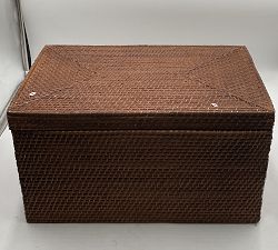Open Box: Tava Handwoven Lidded Basket, Large (21.75"W x 12"H) - Honey