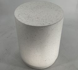 Open Box: Terrazzo Concrete Round Outdoor Side Table (15") - White