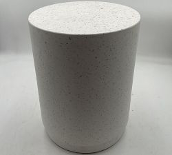 Open Box: Terrazzo Concrete Round Outdoor Side Table (15") - White