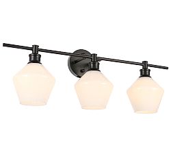 Open Box: Tolari Triple Sconce (28") - Black, Frosted White Glass