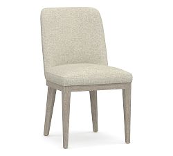 Open Box: Layton Upholstered Side Dining Chair - Performance Heathered Basketweave Alabaster, Gray Wash