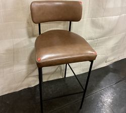 Open Box: Maison Leather Bar Stool (30") - Signature Maple, Antique Bronze Leg