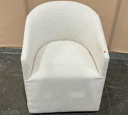 Open Box: Baldwin Fully Upholstered Barrel Back Dining Armchair - Performance Boucle Oatmeal