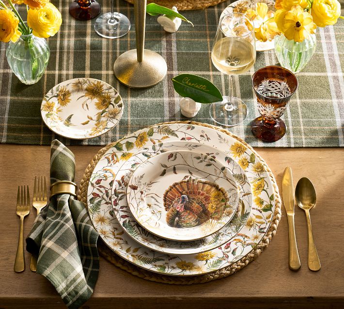 Bedford Harvest Stoneware Turkey Dinner Plates - Set of 4