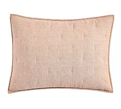 Open Box: Belgian Flax Linen Tufted Quilted Shams, Standard, Set of 2 - Rosewood Blush