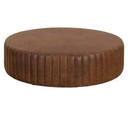 Oakdale Round Leather Ottoman