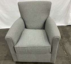 Open Box: Irving Roll Arm Upholstered Swivel Armchair without Nailheads (33") - Performance Boucle Metal