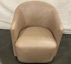 Open Box: Preston Leather Swivel Armchair - Churchfield Taupe