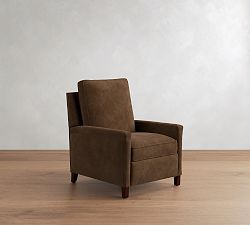 Open Box: Tyler Square Arm Leather Recliner without Nailheads, Tall (41") - Gravel Chocolate, Espresso