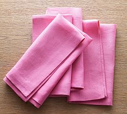 Open Box: Mason Oversized Linen Napkins, Set of 4 (22") - Pink Tulip