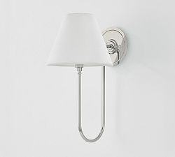 Open Box: Corbin Metal Single Sconce (15") - White Shade, Polished Nickel