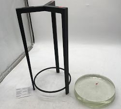 Open Box: Cori Round Recycled Glass Accent Table (10") - Clear, Black