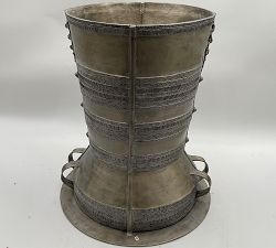 Open Box: Frog Drum Metal Outdoor Side Table, Small (12"Diam.) - Aged Brass