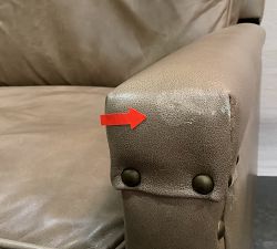 Open Box: Tyler Square Arm Leather Manual Tall Recliner with Nailheads (41") - Legacy Taupe, Espresso
