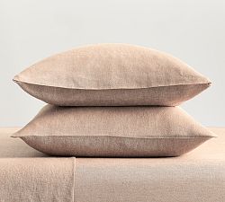 Open Box: Belgian Flax Linen Hemstitch Pillowcases, King, Set of 2 - Rosewood Blush
