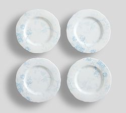 Open Box: LoveShackFancy Blue Rose Melamine Appetizer Plates, Set of 4 - Blue/White
