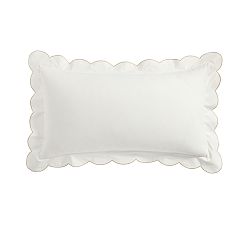 Open Box: Scalloped Embroidered Percale Sham, King - White/Flax