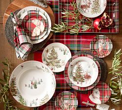 Stewart Plaid Stoneware Dinner Plates - Set of 4