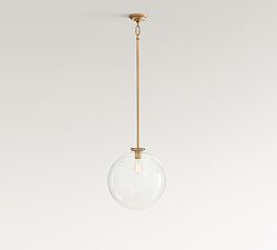 Open Box: Anderson Clear Glass Globe Pendant, Large (15") - Vintage Brass
