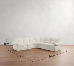 Pearce Roll Arm Slipcovered 5-Piece Curved Wedge Sectional (130")