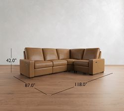 Turner Square Arm Leather Reversible Power Reclining Sectional (117")