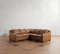 York Slope Arm Deep Seat Leather 3-Piece L-Shaped Sectional (100")
