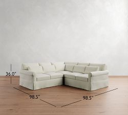 York Roll Arm Deep Seat Slipcovered 3-Piece L-Shaped Sectional (99")