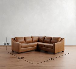 York Slope Arm Leather 3-Piece L-Shaped Sectional (94")